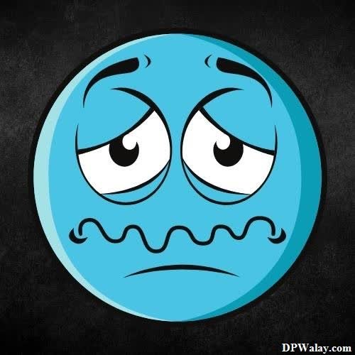 a sad blue ball with a frown on it 