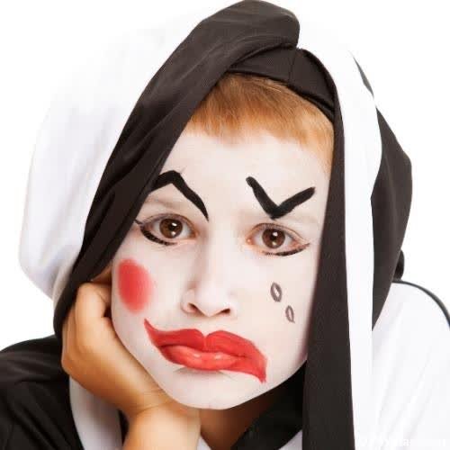 mood off dp - a young girl with a clown makeup and a black hoodie