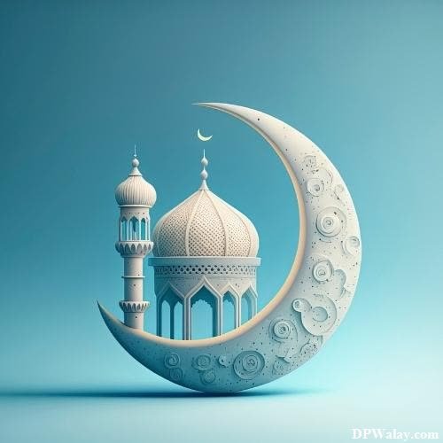 a crescent with a mosque on it
