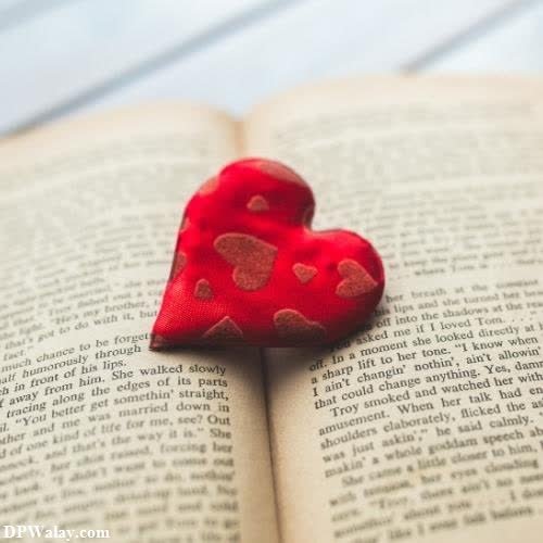 a book with a red heart on top