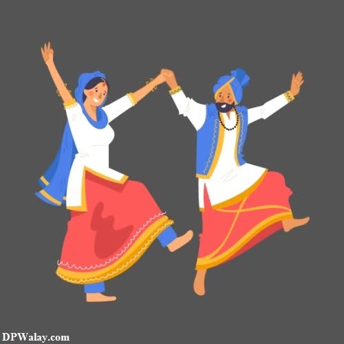 punjabi dp - two people in traditional indian dress dancing