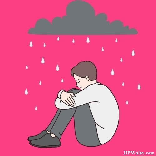 a man sitting on the ground with his head in his hands, with a pink background and a images by DPwalay