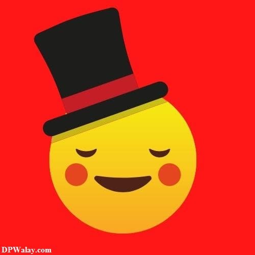emoji dp - a smiley face with a top hat and a top hat on