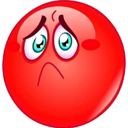 a red ball with a sad face-uu8O sad emoji for dp 