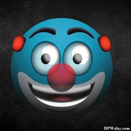 a blue ball with a red nose and a smile images by DPwalay