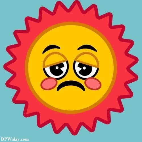 a cartoon sun with a sad face sad emoji for whatsapp dp