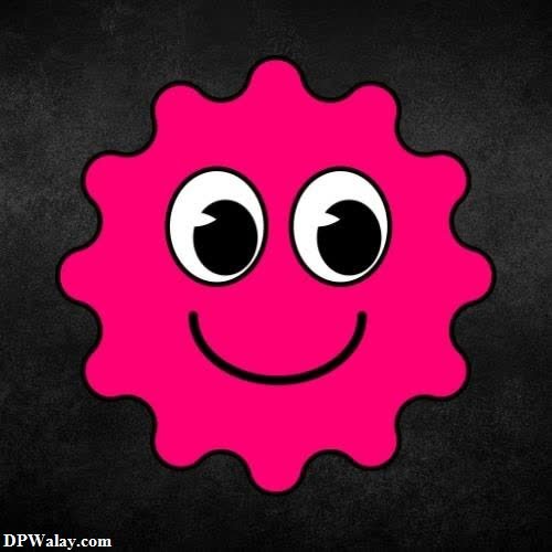 a pink flower with a smiley face