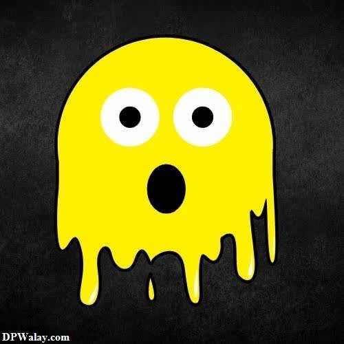 a yellow ghost with a black background sad whatsapp dp emoji