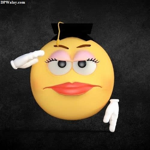 a yellow smiley with a graduation cap on sad whatsapp dp emoji 
