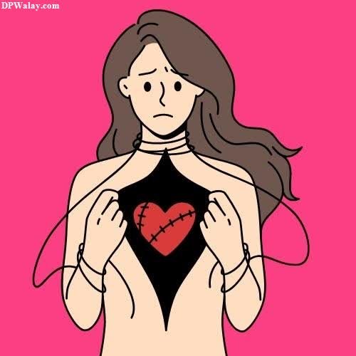 single girl dp - a woman with a heart in her chest