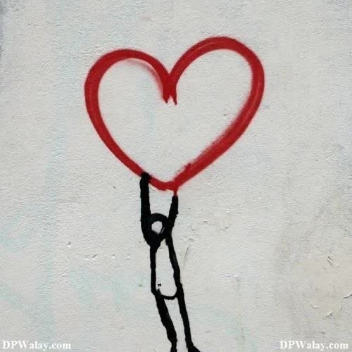 a heart painted on a wall with a hand holding a red balloon stylish sad girl pic 