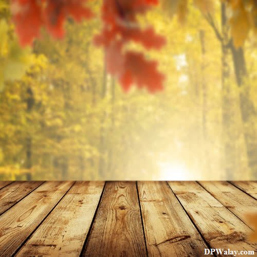 a wooden table with autumn leaves in the background unique dp images 