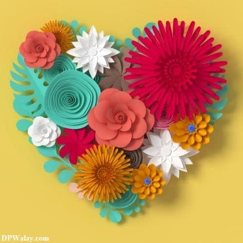 a heart made out of paper flowers images by DPwalay