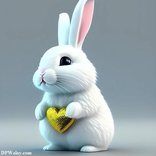 a white rabbit with a heart in its mouth unique pics for dp 