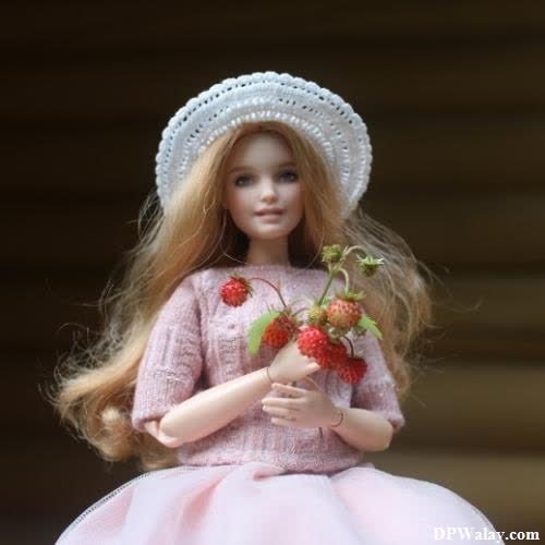 unique dp for whatsapp - a doll with a straw hat and strawberries