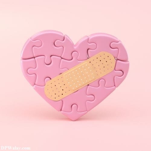 a pink heart shaped puzzle with a piece missing images by DPwalay