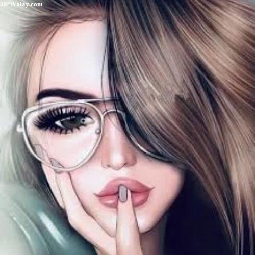 a woman with glasses and a finger on her lips