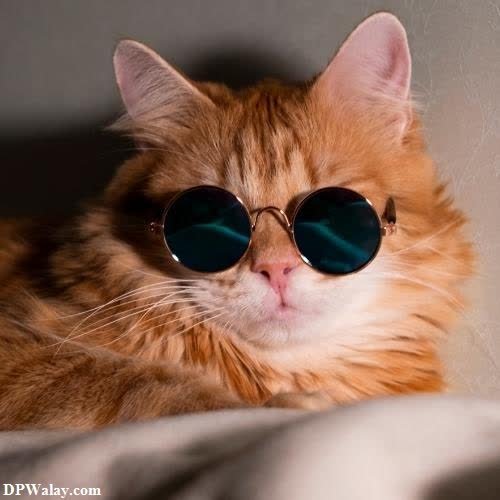 a cat wearing sunglasses on top of a bed-qea7 