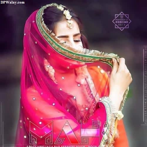 a woman in a red sari with a green and gold border whatsapp hidden face dp 