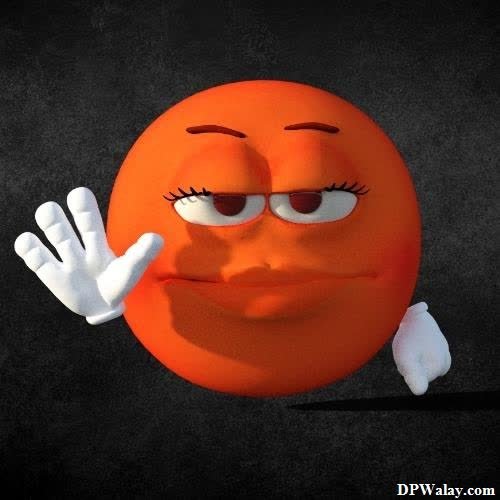 emoji dp - a cartoon orange with a big smile and hands up