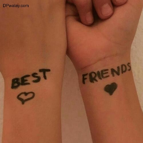 two people holding hands with tattoos on them 4 friends group dp 