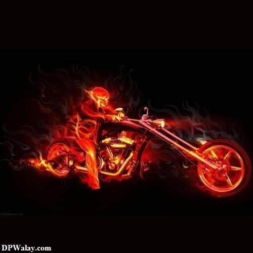 a motorcycle with flames on it