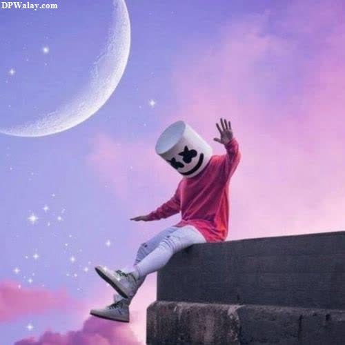 a person sitting on a ledge with a moon in the background bad boy attitude dp