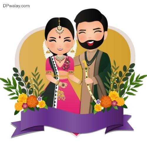 happy marriage day wishes-0liw cartoon couple dp