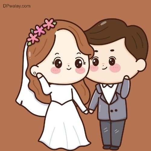 Couple DP Cartoon - a cartoon wedding couple