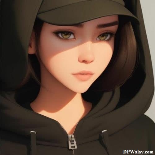 a woman in a black hoodie with a hoodie cartoon girl images for whatsapp dp