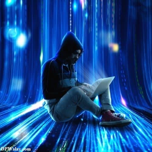 a man sitting on the floor with his laptop