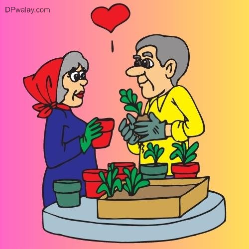 a cartoon of an elderly giving a gift to a woman couple cartoon dp 