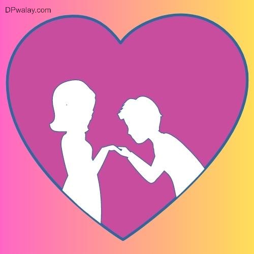 Couple DP Cartoon - a heart with a silhouette of a man and woman