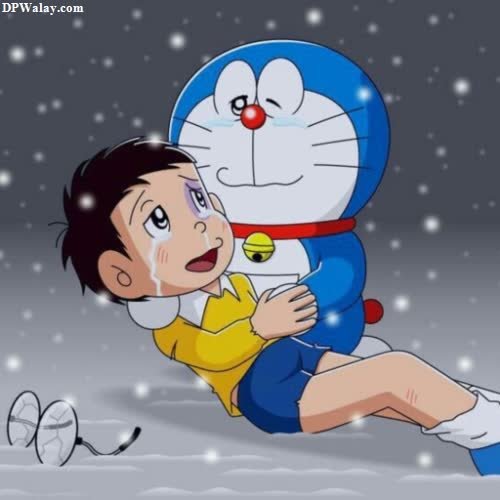 a cartoon character hugging a girl 