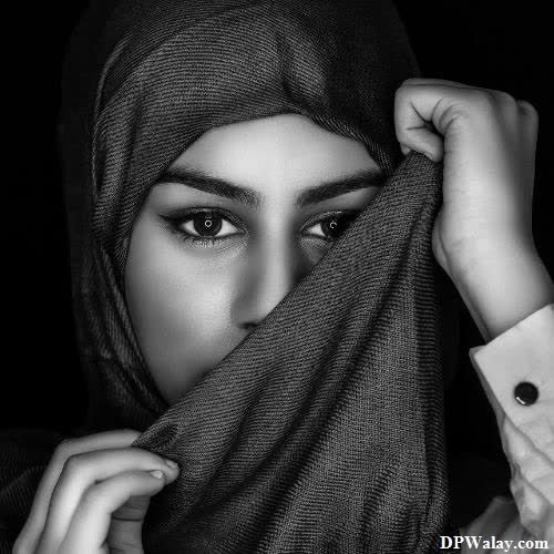 Hijab Girl DP - a woman in a black and white photo