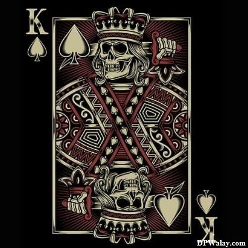 a skull playing card with a crown and spades
