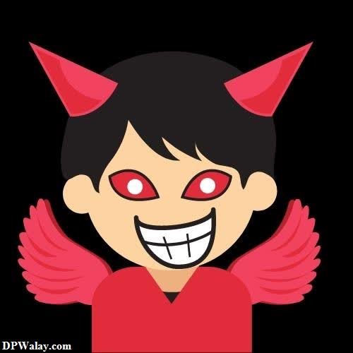 a cartoon character with red eyes and horns devil dp for whatsapp