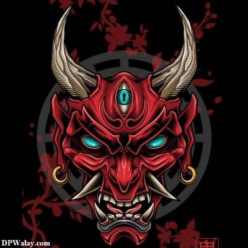 a red demon with horns and horns on a black background devil images for whatsapp dp