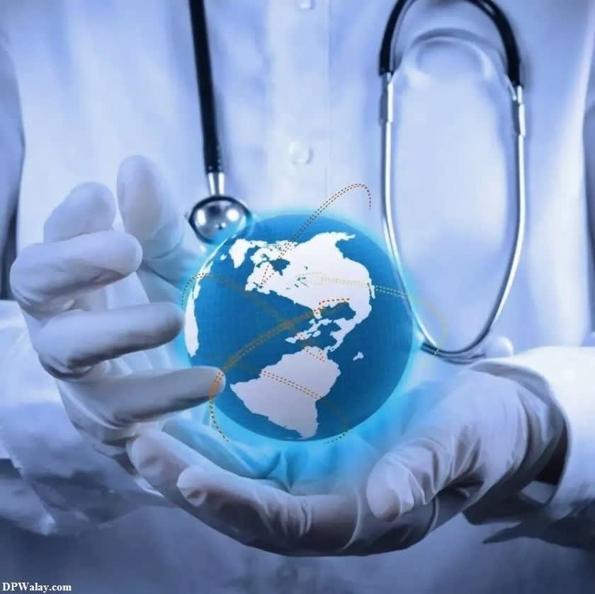 a doctor holding a globe in his hands doctor whatsapp dp