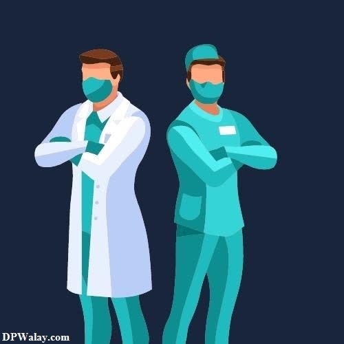 two doctors in scrubs and masks stand next to each other doctors doctor whatsapp dp 