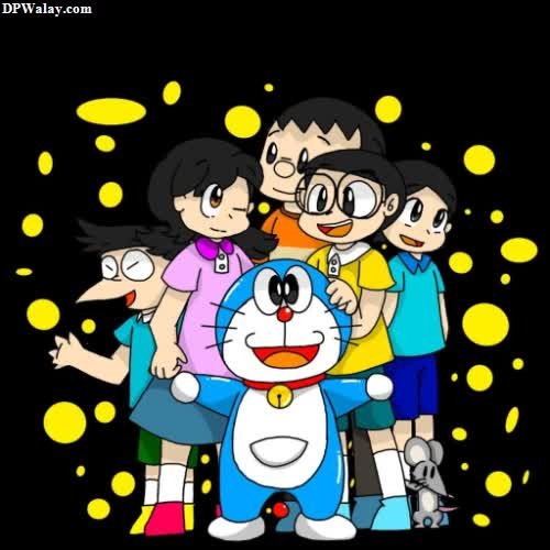 Doraemon DP - a cartoon character with a group of people