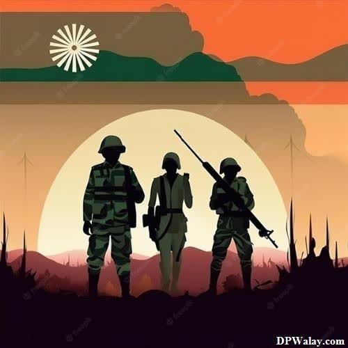soldiers in the sunset