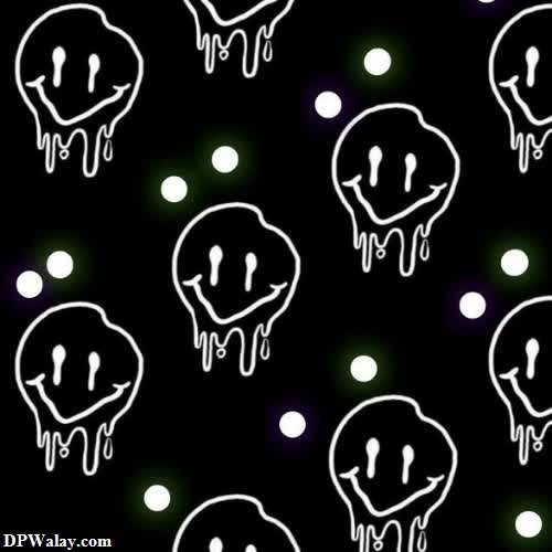 Black DP For WhatsApp - a pattern of white skulls on a black background
