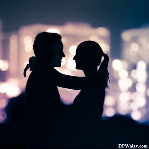 silhouette of a couple kissing in front of a cityscaing building dp whatsapp romantic arjun reddy images