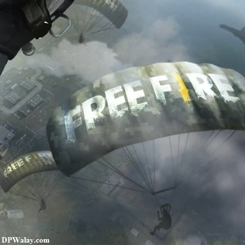 a man flying through the air with a parachute free fire whatsapp group dp 
