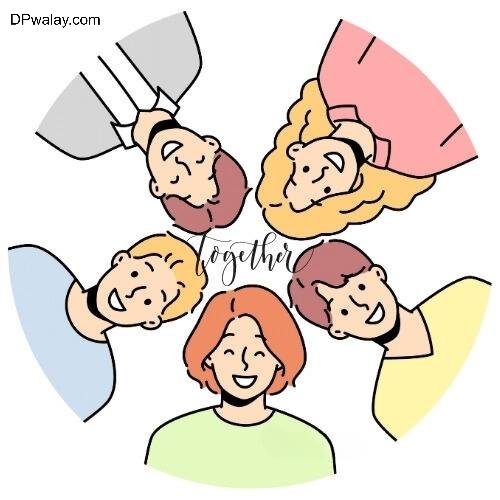 a cartoon of a family with their children