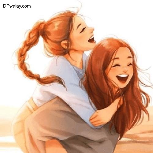 two girls hugging on the beach 