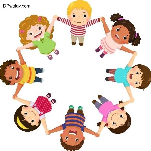 a circle of children holding hands in a circle