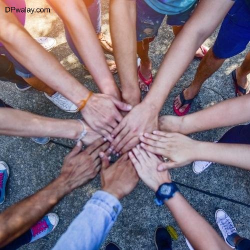 Cute Friends Group DP - a group of people holding hands in a circle
