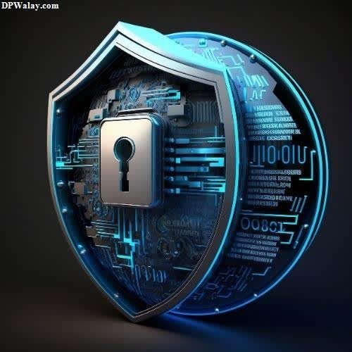 a lock on a shield with the words cyber images by DPwalay